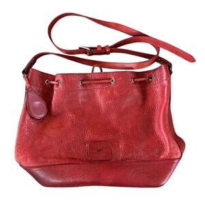 Will Leather Goods | Women’s Red Pebbled Leather Drawstring Hobo Crossbody Bag